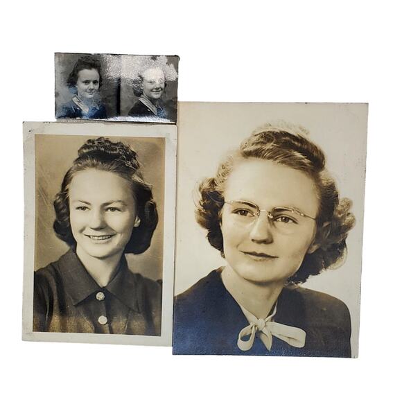 3 Vtg Original Monochrome Photo of Lady Through The Years Found Snapshot - Picture 1 of 4